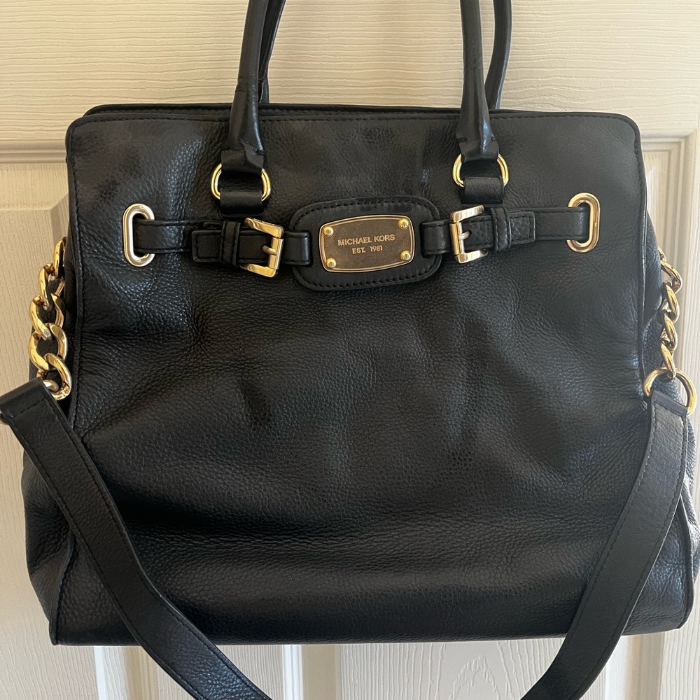 Michael Kors Black Satchel with Gold Accents